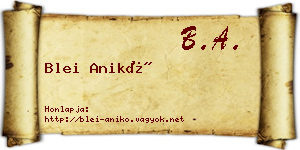 Blei Anikó névjegykártya